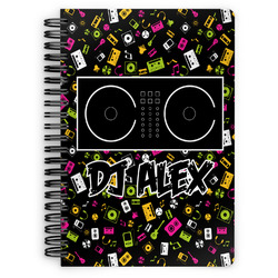 DJ Music Master Spiral Notebook - 7x10 w/ Name or Text