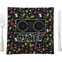 Music DJ Master 9.5" Glass Square Lunch / Dinner Plate- Single or Set of 4 (Personalized)