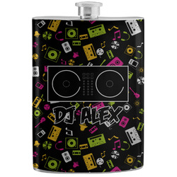 Music DJ Master Stainless Steel Flask w/ Name or Text