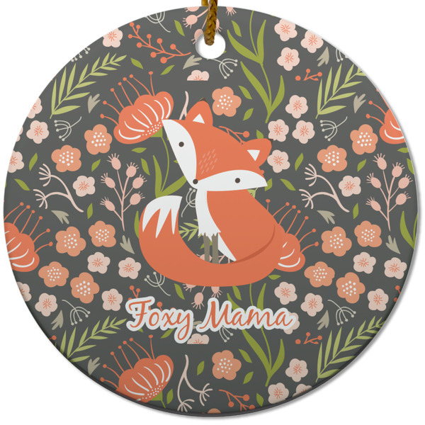 Custom Foxy Mama Round Ceramic Ornament