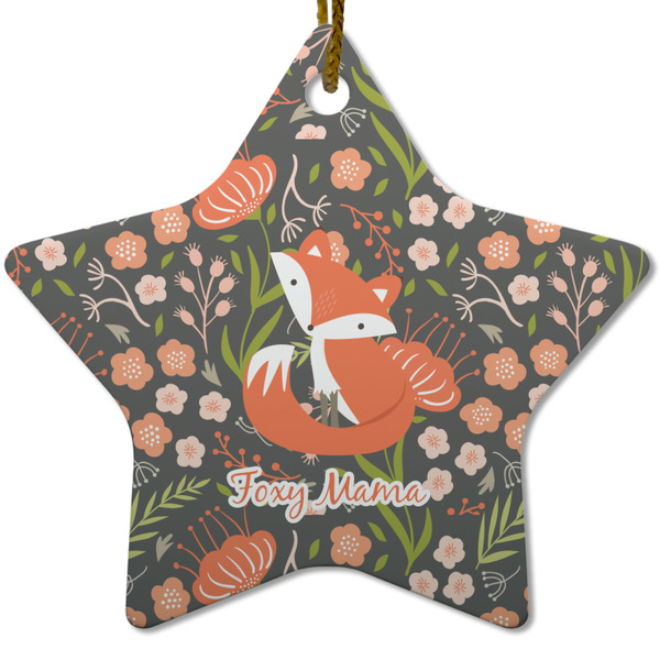 Custom Foxy Mama Star Ceramic Ornament