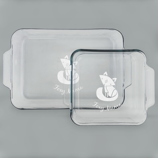 Custom Foxy Mama Set of Glass Baking & Cake Dish - 13in x 9in & 8in x 8in