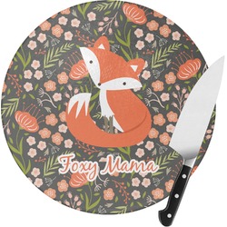 Foxy Mama Round Glass Cutting Board - Medium