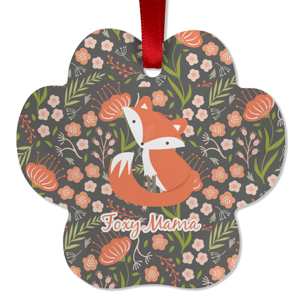 Custom Foxy Mama Metal Paw Ornament - Double Sided