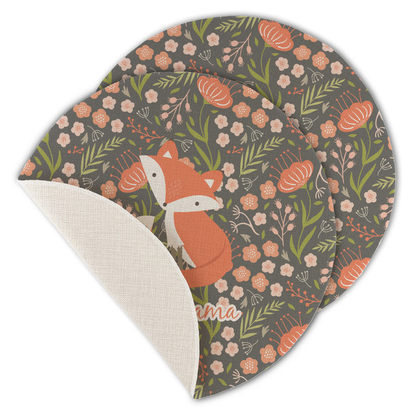 Custom Foxy Mama Round Linen Placemat - Single Sided - Set of 4