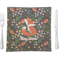 Foxy Mama 9.5" Glass Square Lunch / Dinner Plate- Single or Set of 4