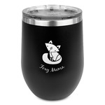 Foxy Mama Stemless Stainless Steel Wine Tumbler - Black - Double Sided