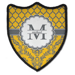 Damask & Moroccan Iron On Shield Patch B w/ Name and Initial