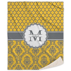 Damask & Moroccan Sherpa Throw Blanket (Personalized)