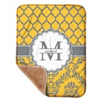 Damask & Moroccan Sherpa Baby Blanket - 30" x 40" w/ Name and Initial