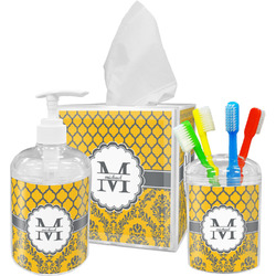 Damask & Moroccan Acrylic Bathroom Accessories Set w/ Name and Initial