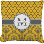 Damask & Moroccan Faux-Linen Throw Pillow 18" (Personalized)