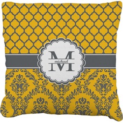 Damask & Moroccan Faux-Linen Throw Pillow 26" (Personalized)