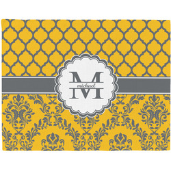 Damask & Moroccan Woven Fabric Placemat - Twill w/ Name and Initial