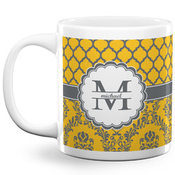 Damask & Moroccan 20 Oz Coffee Mug - White (Personalized)