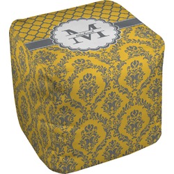 Damask & Moroccan Cube Pouf Ottoman - 18" (Personalized)