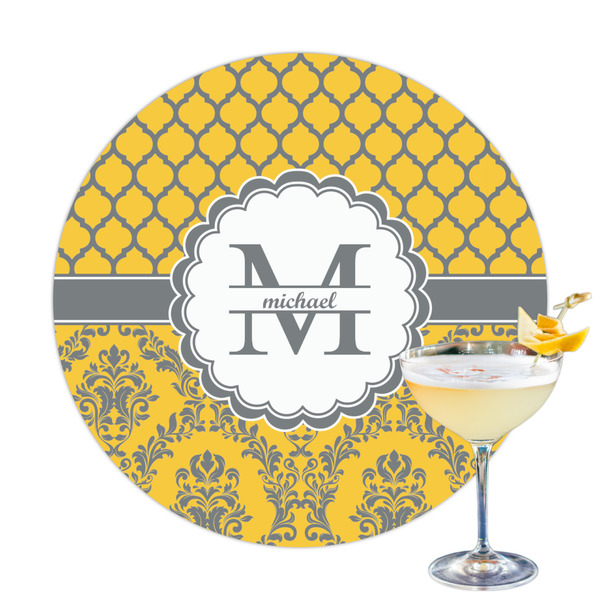 Custom Damask & Moroccan Printed Drink Topper - 3.25" (Personalized)