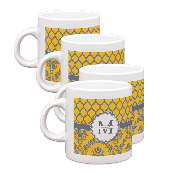 Custom Damask & Moroccan Single Shot Espresso Cups - Set of 4 (Personalized)