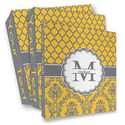 Damask & Moroccan 3 Ring Binder - Full Wrap (Personalized)