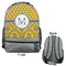 Damask & Moroccan Large Backpack - Gray - Front & Back View