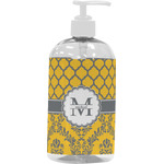 Damask & Moroccan Plastic Soap / Lotion Dispenser (16 oz - Large - White) (Personalized)