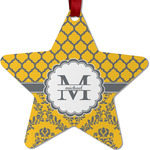 Damask & Moroccan Metal Star Ornament - Double Sided w/ Name and Initial