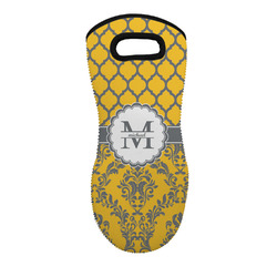 Damask & Moroccan Neoprene Oven Mitt - Single w/ Name and Initial