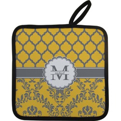 Damask & Moroccan Pot Holder w/ Name and Initial