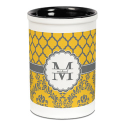 Damask & Moroccan Ceramic Pencil Holders - Black