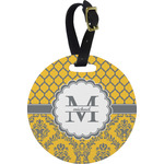 Damask & Moroccan Plastic Luggage Tag - Round (Personalized)