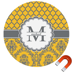 Damask & Moroccan Round Car Magnet - 6" (Personalized)