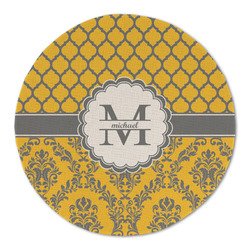 Damask & Moroccan Round Linen Placemat - Single Sided (Personalized)