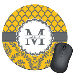 Damask & Moroccan Round Mouse Pad (Personalized)