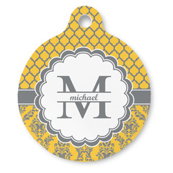 Damask & Moroccan Round Pet ID Tag - Large (Personalized)
