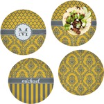 Damask & Moroccan Set of 4 Glass Lunch / Dinner Plate 10" (Personalized)