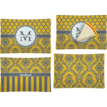 Damask & Moroccan Set of 4 Glass Rectangular Appetizer / Dessert Plate (Personalized)