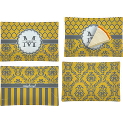 Damask & Moroccan Set of 4 Glass Rectangular Appetizer / Dessert Plate (Personalized)