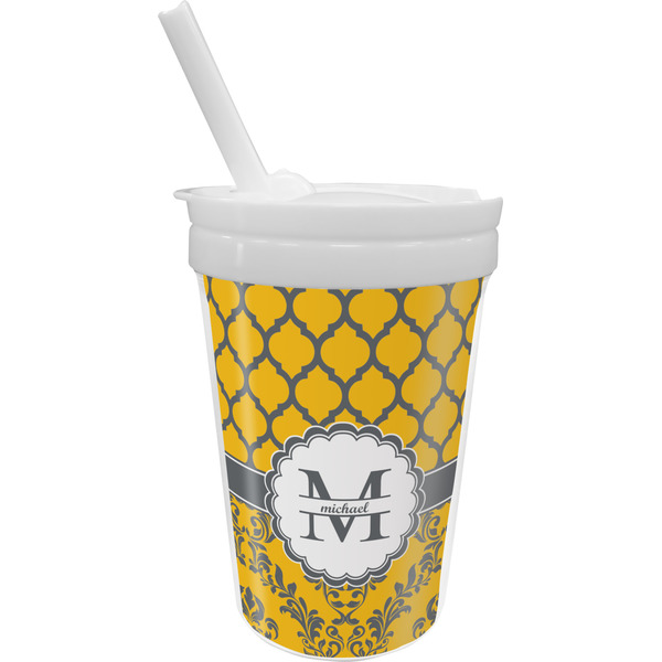 Custom Damask & Moroccan Sippy Cup with Straw (Personalized)