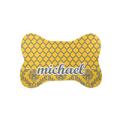 Damask & Moroccan Bone Shaped Dog Food Mat (Small) (Personalized)