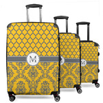 Damask & Moroccan 3 Piece Luggage Set - 20" Carry On, 24" Medium Checked, 28" Large Checked (Personalized)