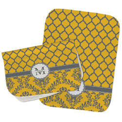 Damask & Moroccan Burp Cloths - Fleece - Set of 2 w/ Name and Initial