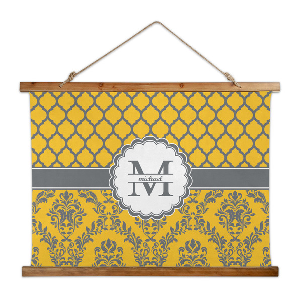 Custom Damask & Moroccan Wall Hanging Tapestry - Wide (Personalized)