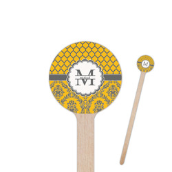 Damask & Moroccan 6" Round Wooden Stir Sticks - Single Sided (Personalized)