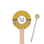 Damask & Moroccan 7.5" Round Wooden Stir Sticks - Single Sided (Personalized)