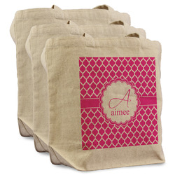 Moroccan Reusable Cotton Grocery Bags - Set of 3 (Personalized)