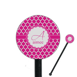 Moroccan 5.5" Round Plastic Stir Sticks - Black - Single Sided (Personalized)