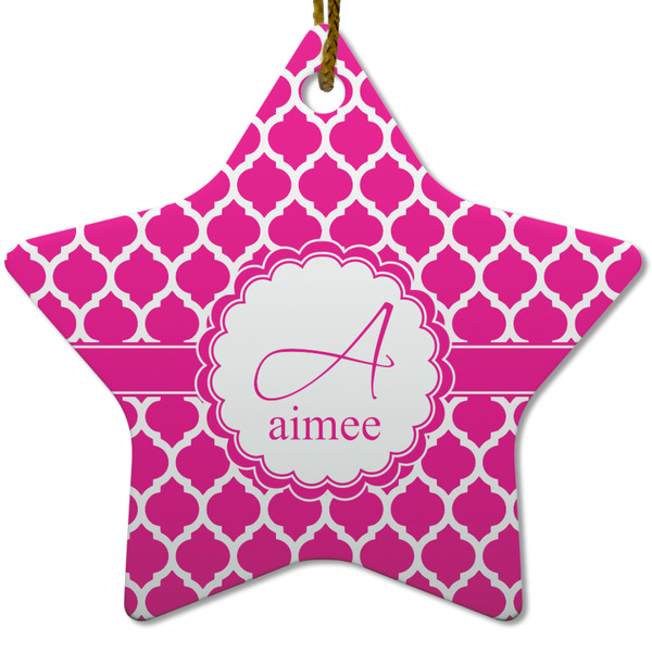 Custom Moroccan Star Ceramic Ornament w/ Name and Initial