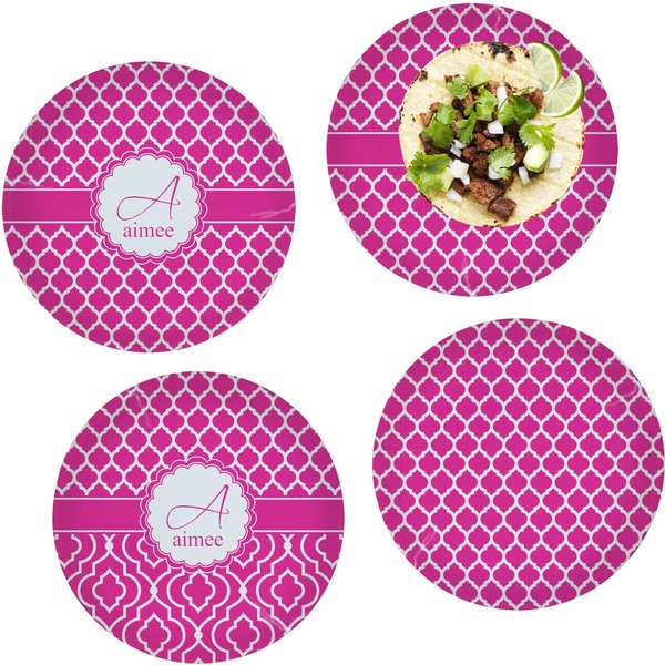 Custom Moroccan Set of 4 Glass Lunch / Dinner Plate 10" (Personalized)