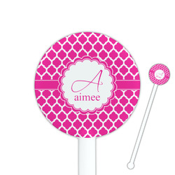 Moroccan 5.5" Round Plastic Stir Sticks - White - Double Sided (Personalized)