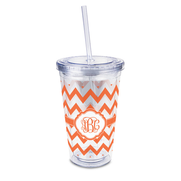 Custom Chevron 16oz Double Wall Acrylic Tumbler with Lid & Straw - Full Print (Personalized)